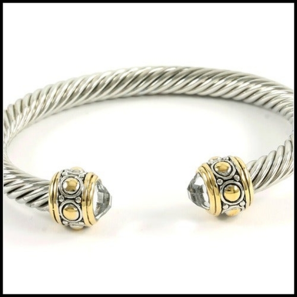 White & Yellow Gold Overlay 3.14 White Sapphire - Picture 1 of 13